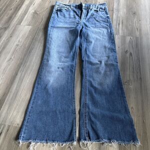 Harper Heritage Jeans Womens Stretch Flare Frayed Bottom 29 Short